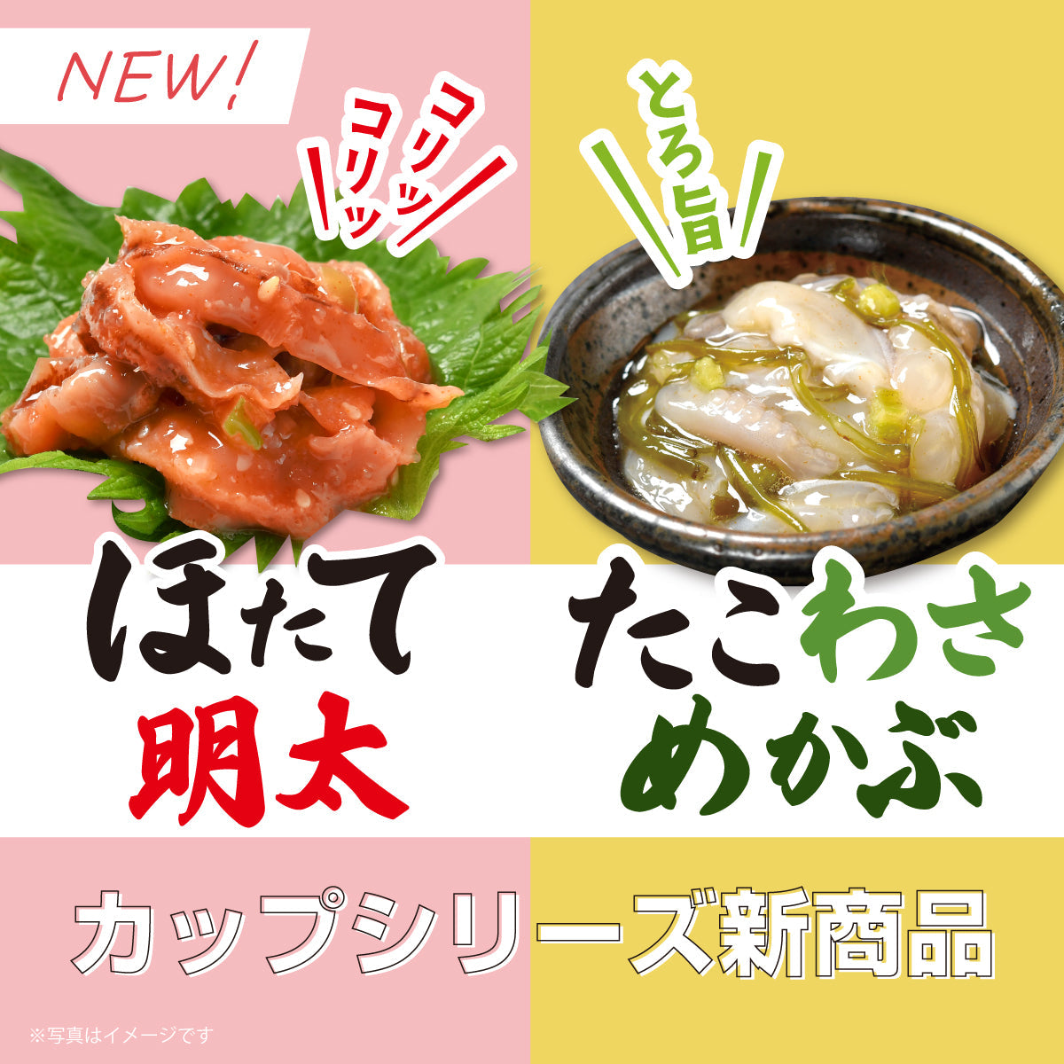 カップシリーズ新商品「ほたて明太」「たこわさめかぶ」