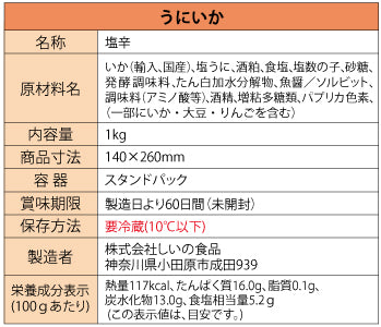 送料無料 うにいか 1kg